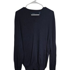 Perry Ellis Blue V-Neck Sweater Classic Knit